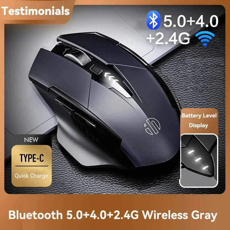 INPHIC F1 2.4G Wireless Mouse, Ergonomic Rechargeable Wireless Mouse with Power Display, Silent 2400 DPI USB Wireless Mouse for Laptop, Desktop & Office
