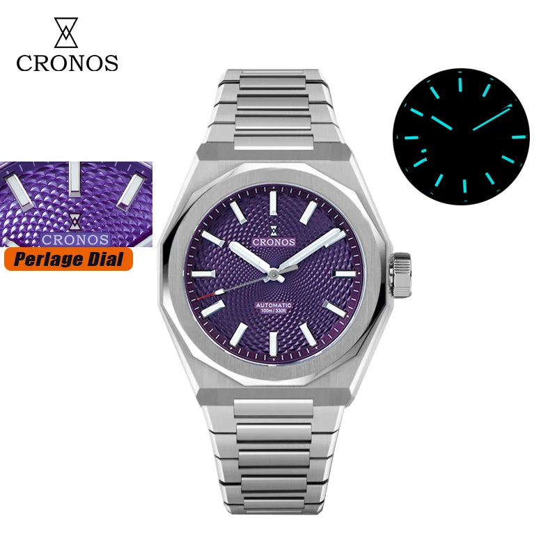 Cronos Luxury Men's Watch 36mm Automatic PT5004 Miyota 90S5 Wristwatches Sapphire 10ATM See-through Case Back L6050 men's watch