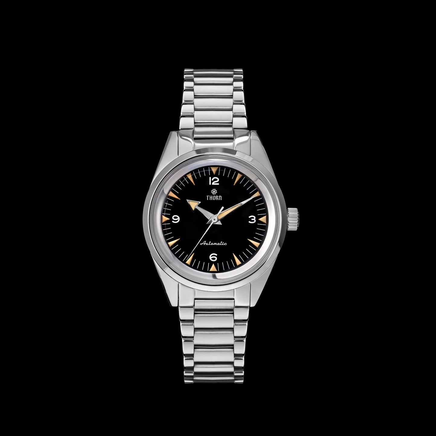 Thron T026 38mm Watch Sapphire Crystal 316L Stainless Steel PT5000/Swiss Ronda Automatic Movement Vintage Style Men's Watch