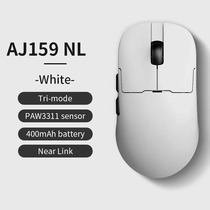 AJAZZ AJ159 NL Wireless Mouse PAW3395 Tri-Mode Bluetooth Gaming Mouse, 30,000 DPI Rechargeable Wireless Mouse for Gaming, Office & Laptop