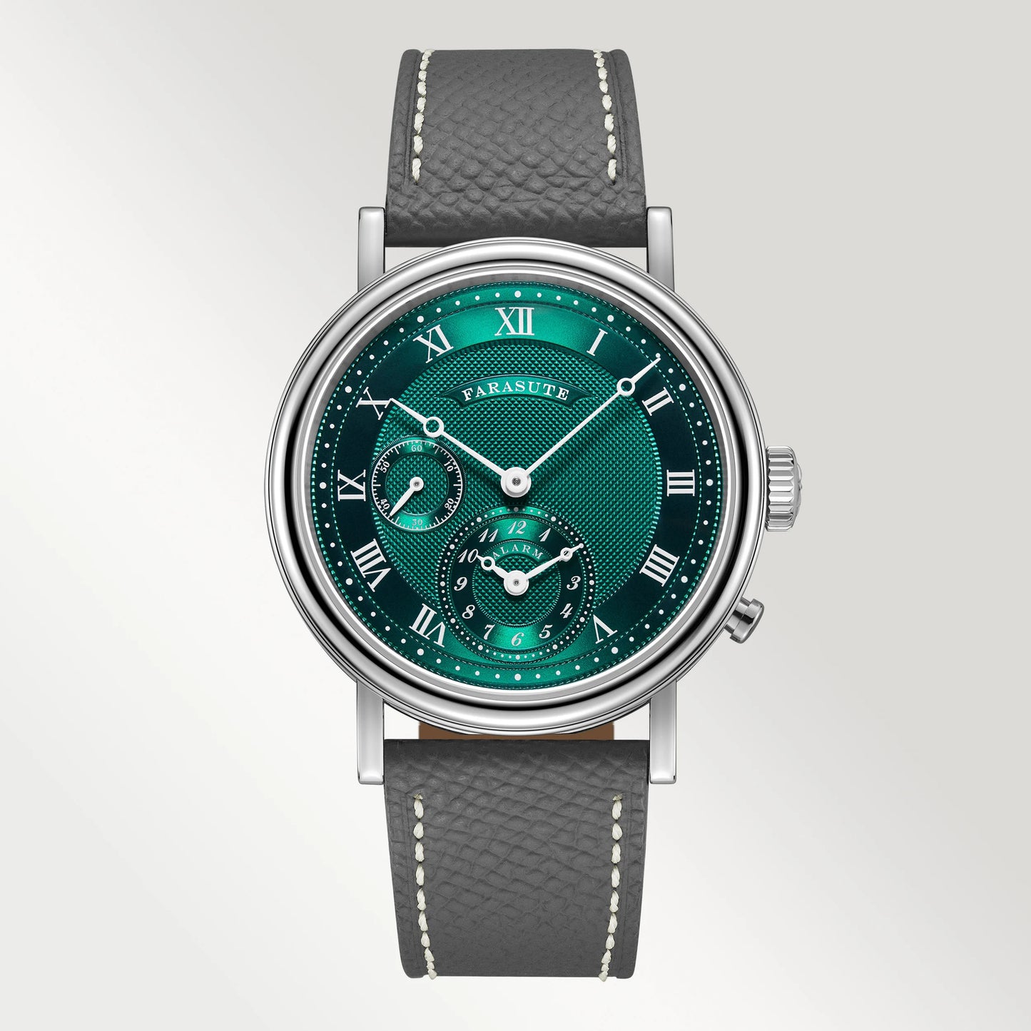FARASUTE Retro Luxury Alarm Clock Quartz Watch Men Waterproof Night Light Wristwatch Casual Sapphire Stainless Steel Male Watch