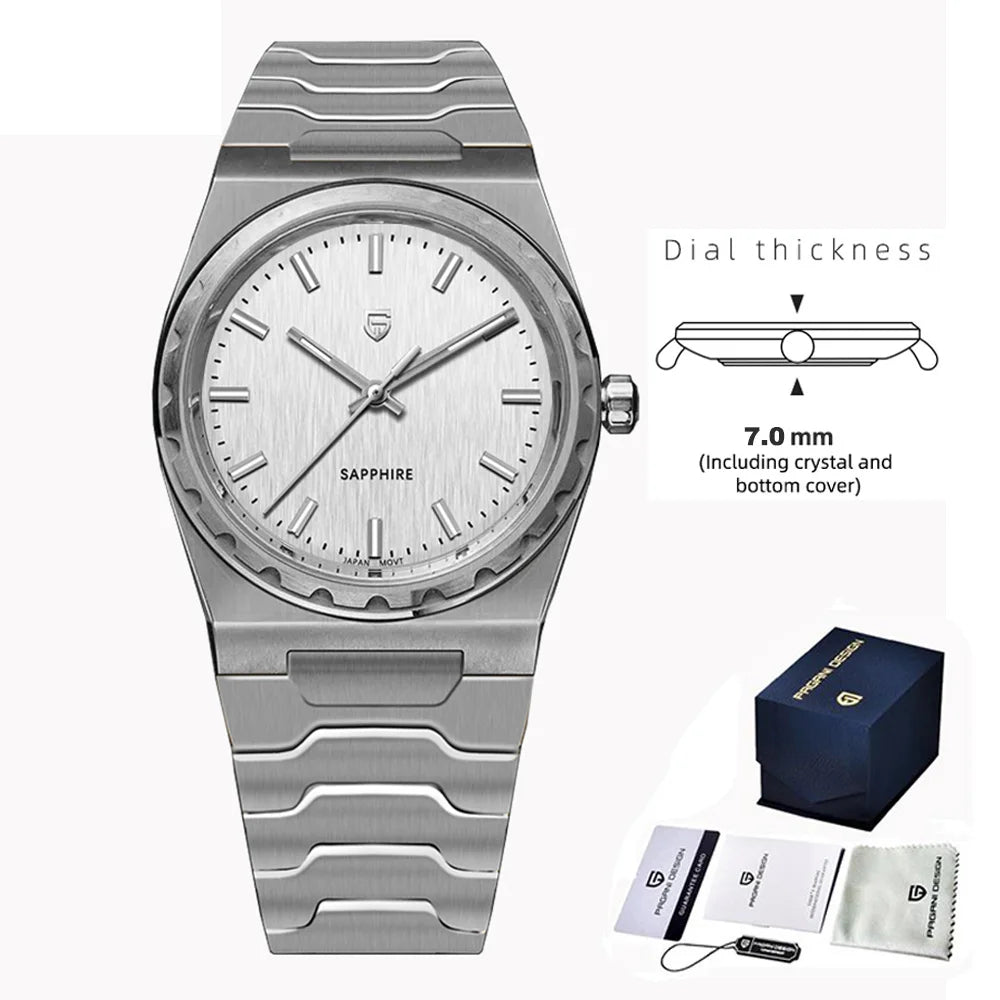 PAGANI DESIGN Men's Quartz Watches Ultra-Thin 7mm Series 222 Sapphire Stainless Steel Waterproof Watches for Man reloj hombre