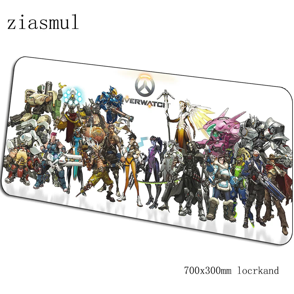 Overwatch pelės kilimėlis, animacinio stiliaus kompiuterio kilimėlis 700x300x3mm, didelis žaidimų pelės kilimėlis, Indie Pop klaviatūros kilimėlis PC žaidėjų stalui