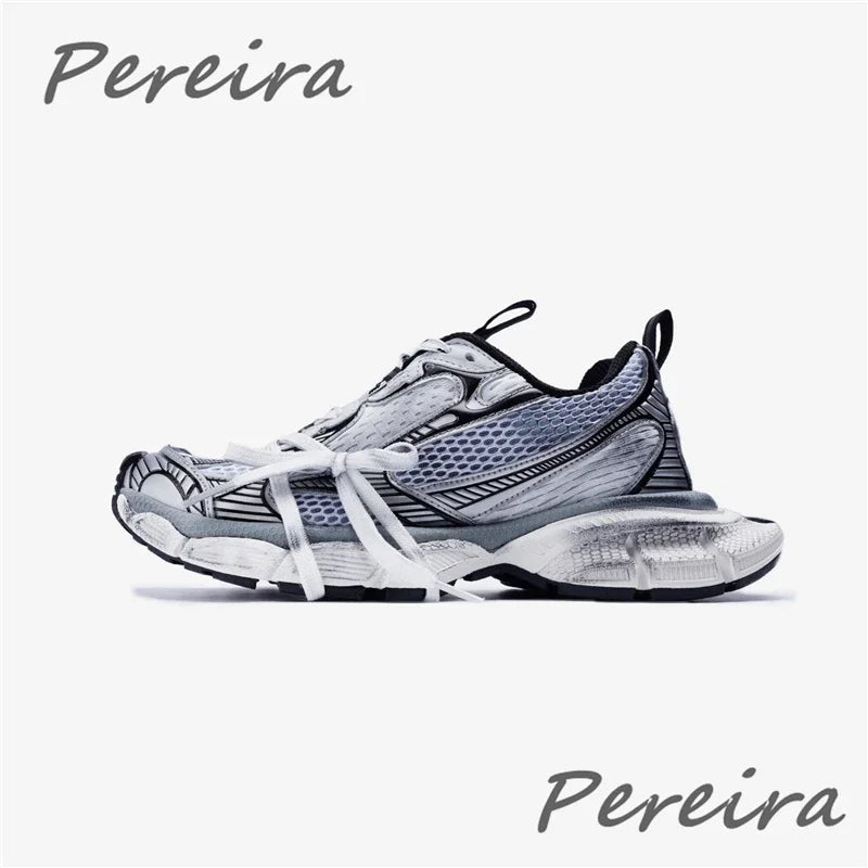 Streetstyle herensneakers met dikke zool, nieuwe gemengde kleuren, vetersluiting, casual koppelschoenen, comfortabel en ademend, voor hardlopen en wandelen