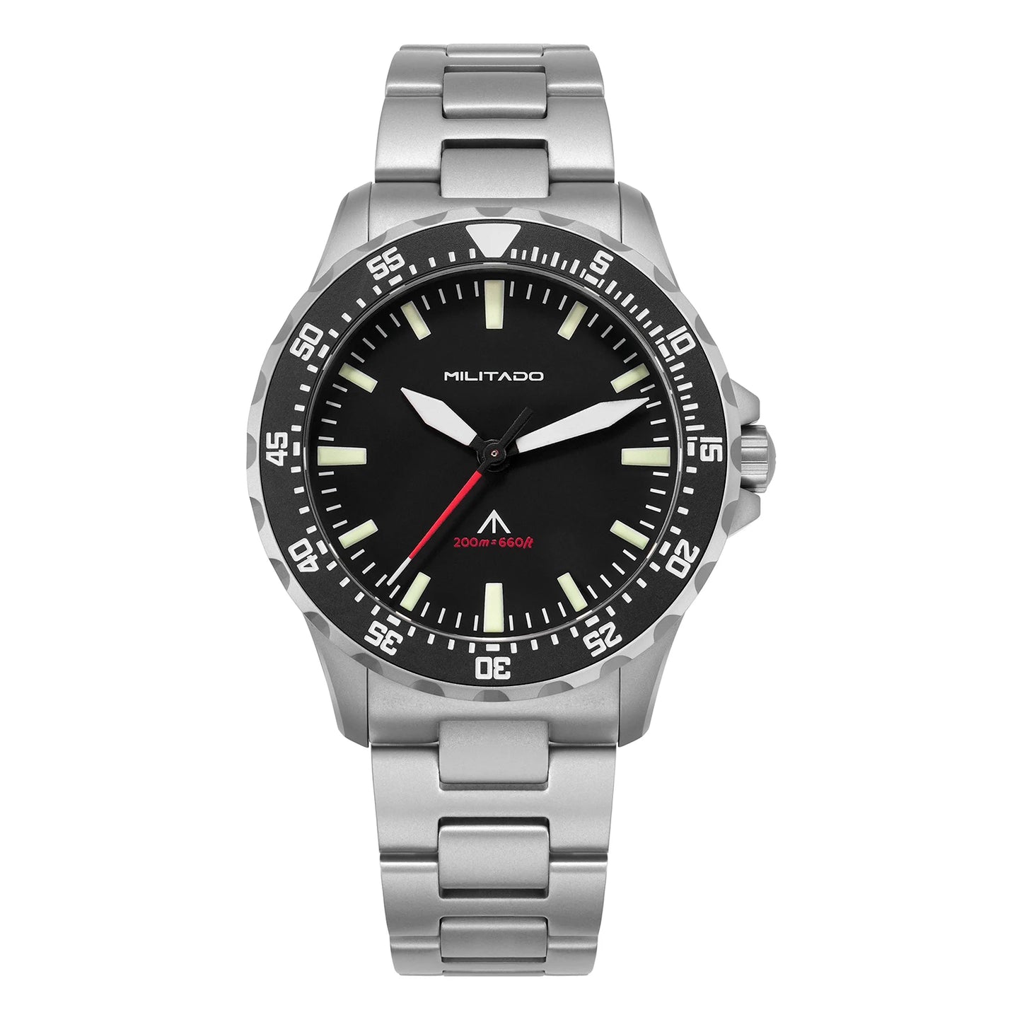 Militado ML16 Quartz Watch VH31 Sweep Movement Sapphire Super Luminova Watches Stainless Steel 200m Waterproof Wristwatch