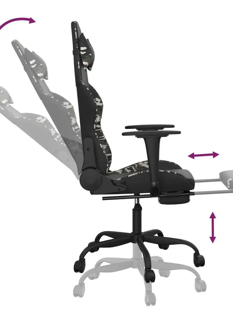 Gaming Chair with Footrest Reclining Ergonomic Racing Chair, 360° Swivel Gaming Chair with Adjustable Height, PU Leather Computer Gaming Chair for Office & Home
