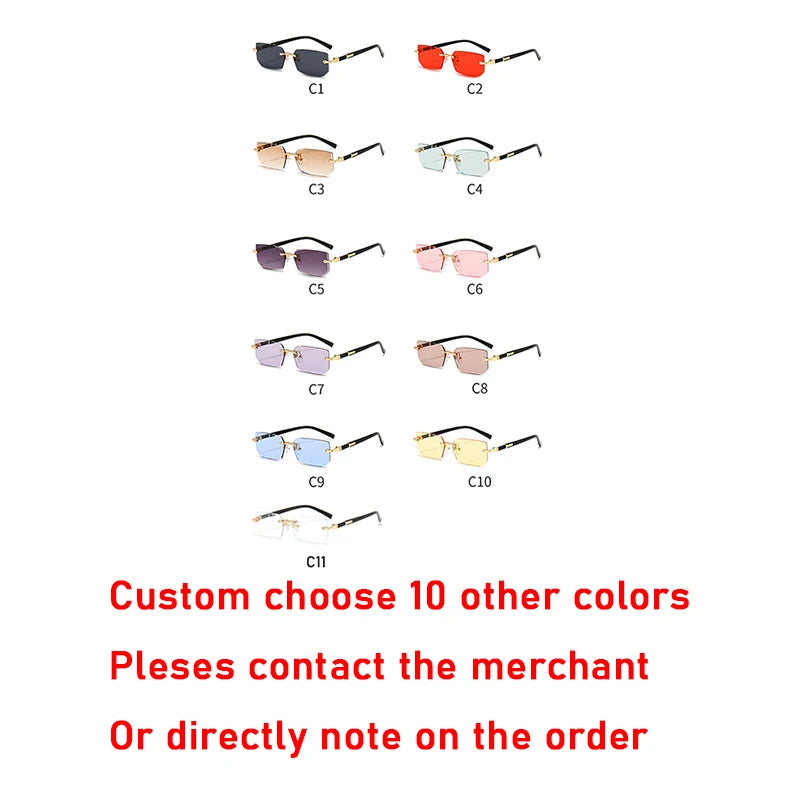 10 Pairs Per Set Wholesale Sunglasses For Women Fashion Rectangle Rimless Outdoor Eyewear Simple Casual Square Sun Glasses