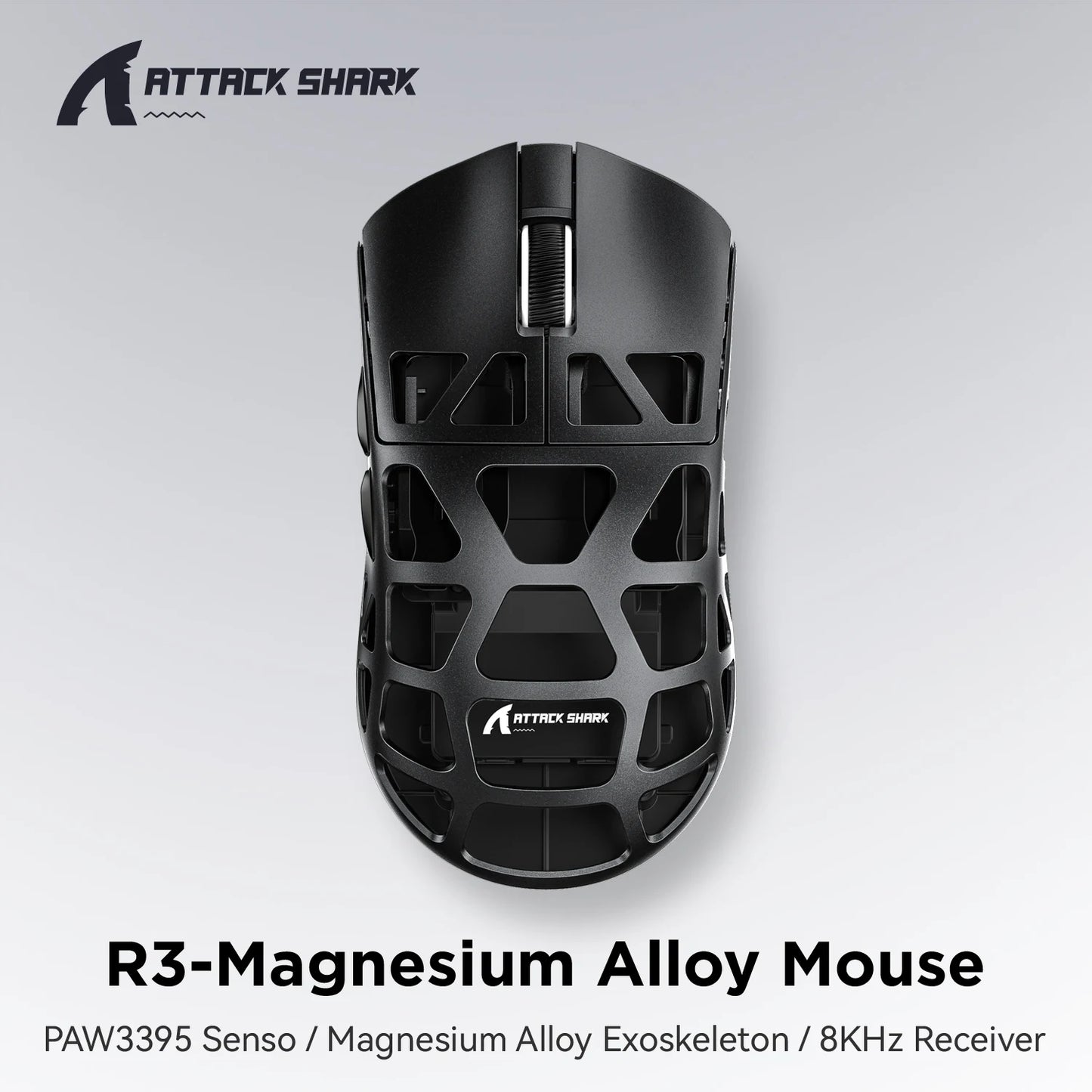 ATTACK SHARK R3 8KHz Magnesium Alloy Gaming Mouse, PAW3395 Sensor, 26000 DPI, Superlight 46g, Tri-Mode Wireless Bluetooth & Wired Mouse for PC/Mac