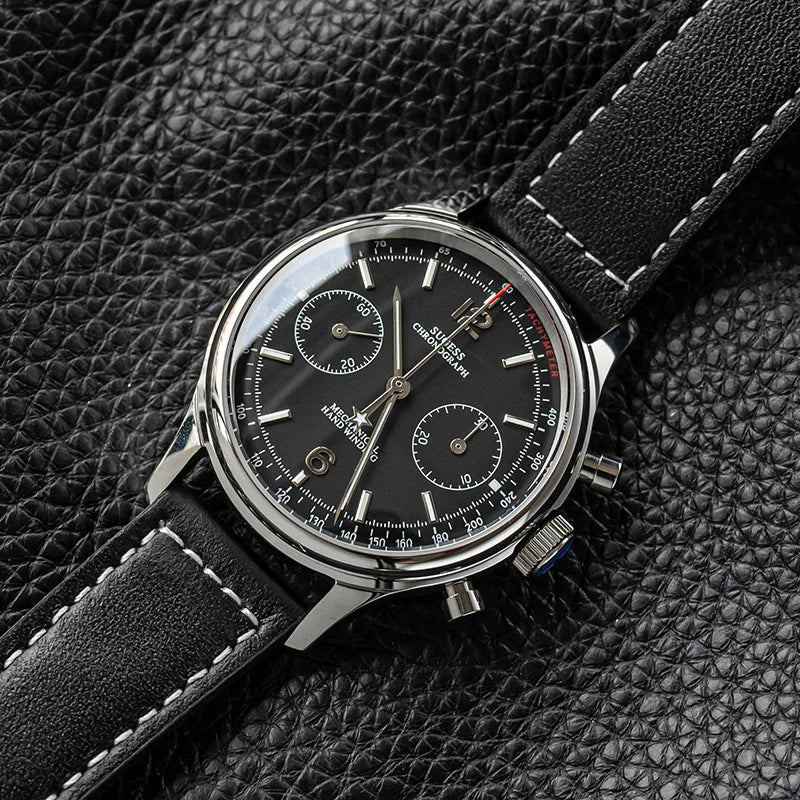 40mm Men Army Watch 1963 Pilot Mechanical Sugess Panda Wristwatch Sapphire Air Force Watches Chronograph Official ST1901Movement