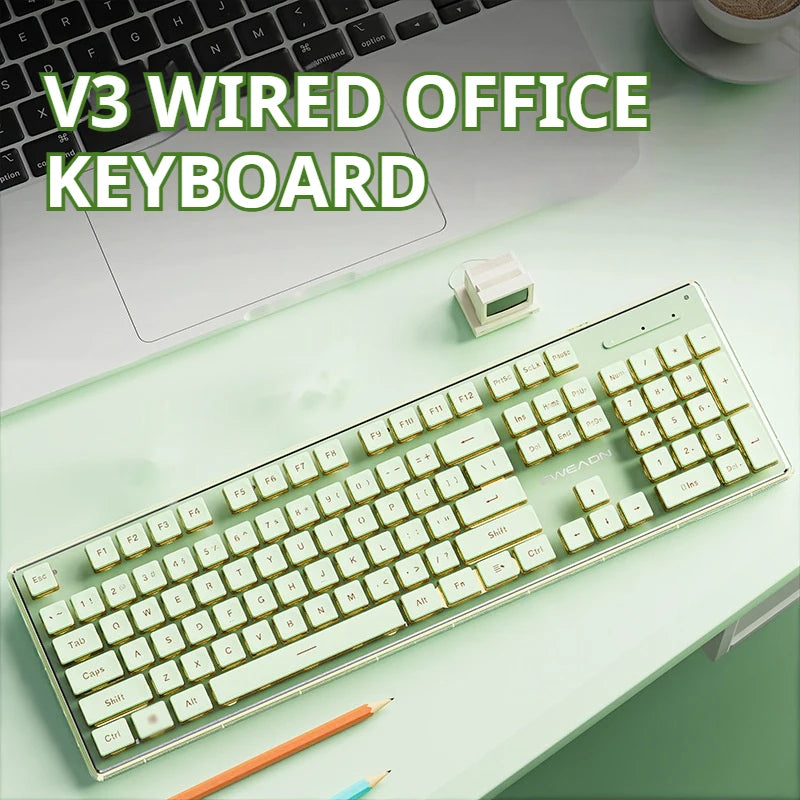 EWEADN V3 kabelgebundene leise Büro- & Gaming-Tastatur, Folientasten-Design, ergonomisch, für Windows/Laptop/PC/Desktop, E-Sports-Zubehör