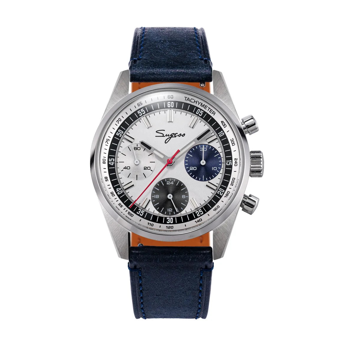 Sugess Mens Watch 38mm Chronograph Mechanical Wristwatches Tianjin Gooseneck Movement Sapphire Crystal Roulette Dial S465 new