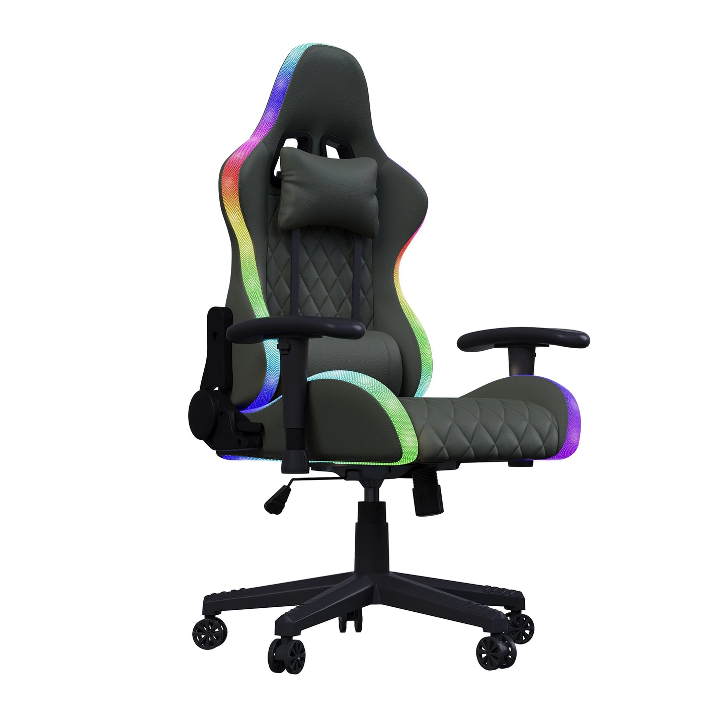 Ergonomic Office Chair with Lumbar Massage, RGB LED Lighting, Reclining Backrest, Adjustable Armrests, Gaming Desk Chair for Home Office