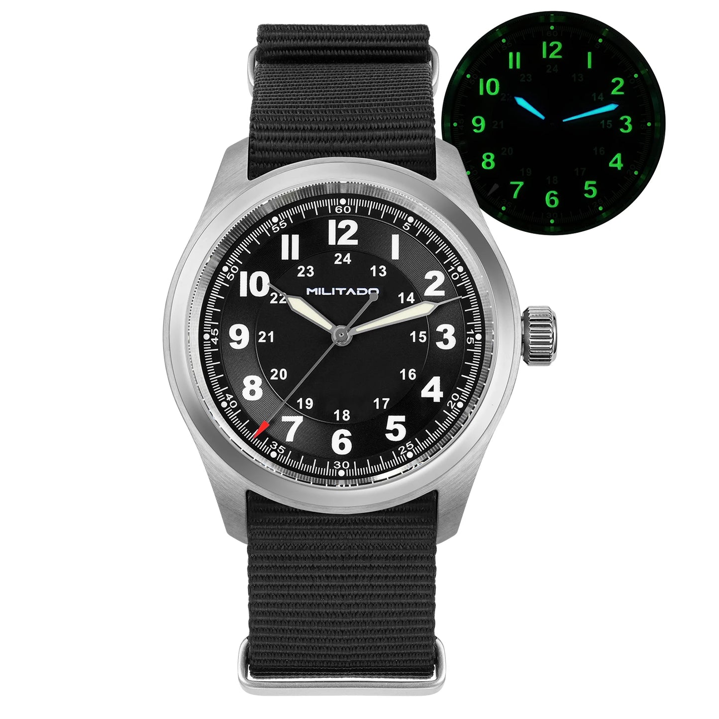 Militado ML08 Quartz Watch VH31 Movement Steel Strip Sapphire Crystal Vintage Watch 10Bar Waterproof BGW9 Luminous Mens Watch