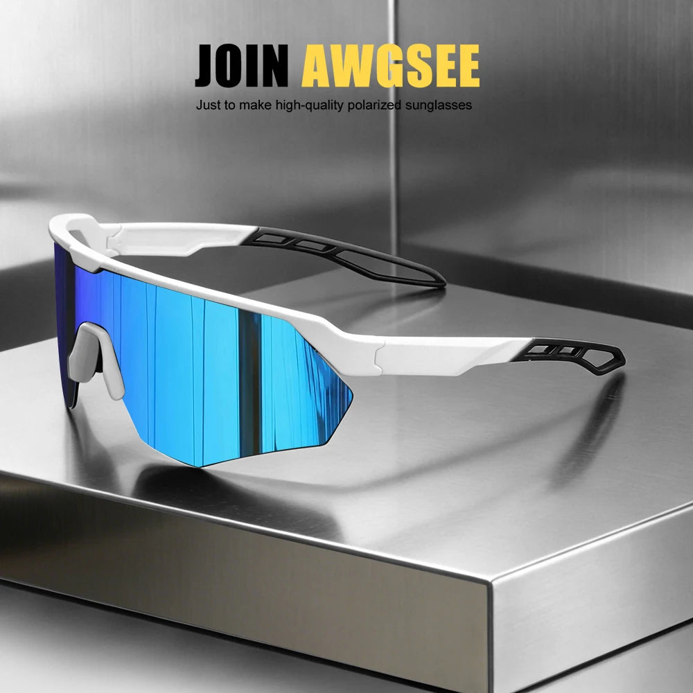Half frame polarized bicycle sunglasses - windproof, lightweight, unisex, suitable for skiing, running, and outdoor activities