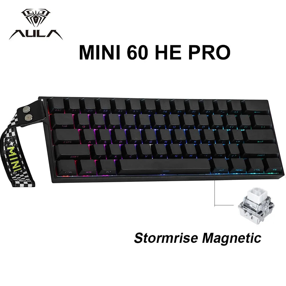 AULA Mini60 HE/Pro/Max Teclado Mecânico 60% com Switches Magnéticos RGB Tri Mode Sem Fios 8000Hz 0.01mmRT para PC Gamer Presentes