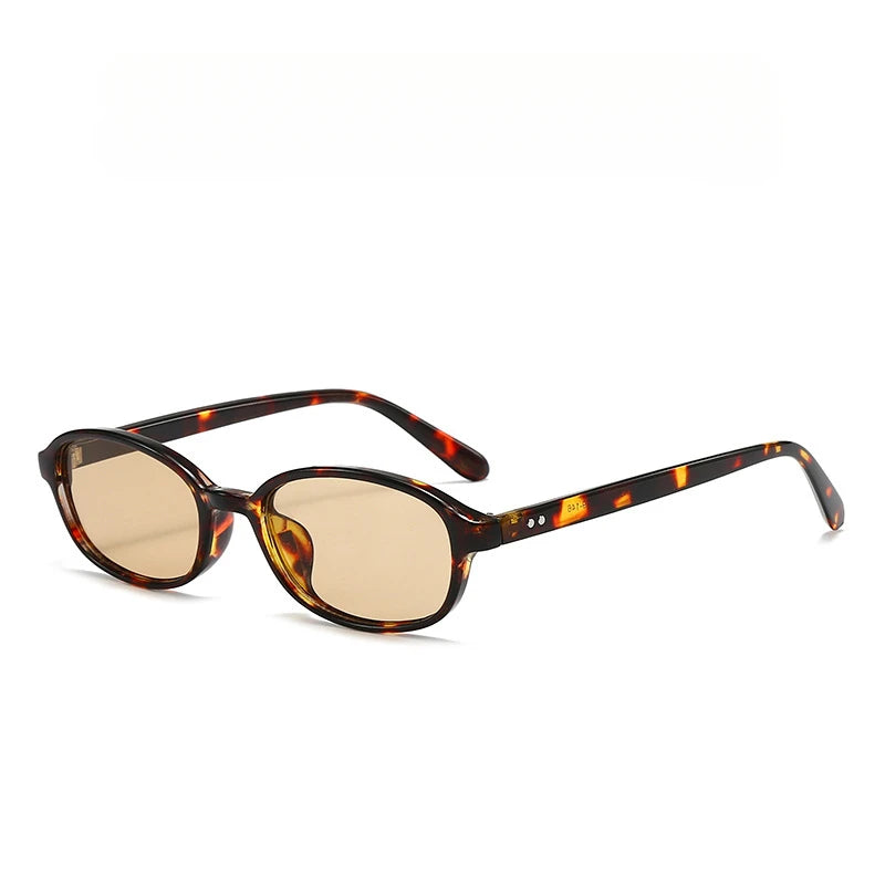 Personalized oval-shaped small frame plastic-rimmed sunglasses for men and women, suitable for daily sun protection