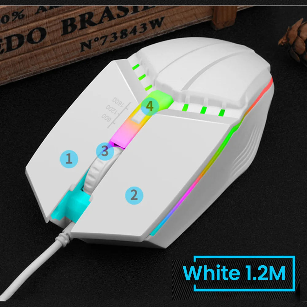 Ενσύρματο RGB Gaming Ποντίκι USB με Οπίσθιο Φωτισμό, Αθόρυβη Λειτουργία, LED Φωτισμό, 1600DPI, για Desktop PC, Notebook, Υπολογιστή, Σπίτι και Γραφείο