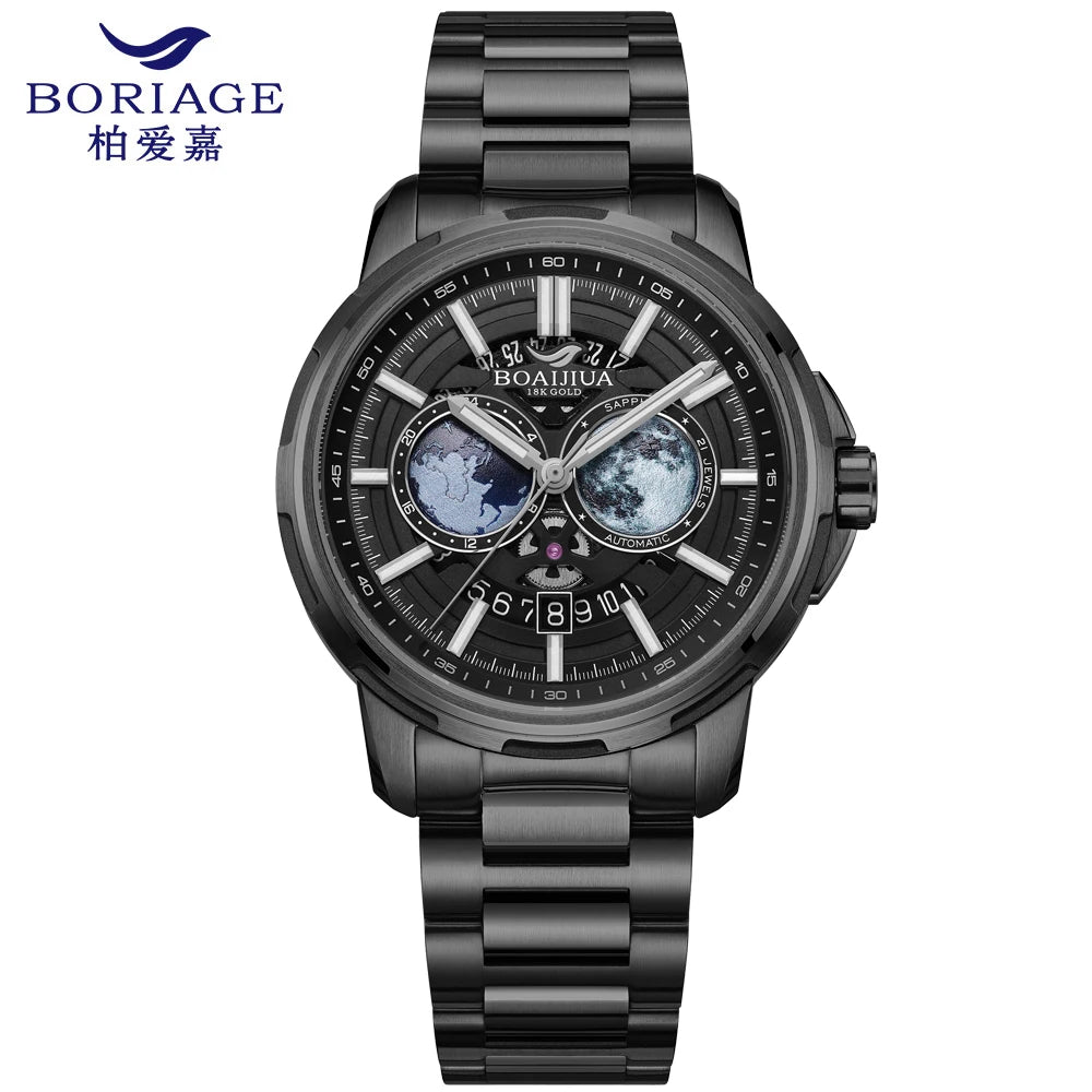 BORIAGE (BOAIJIUA) Automatic Mechanical Watch Creative Starry Sky Watch Water Resistant Mechanical Watches Birthday Gift for Men