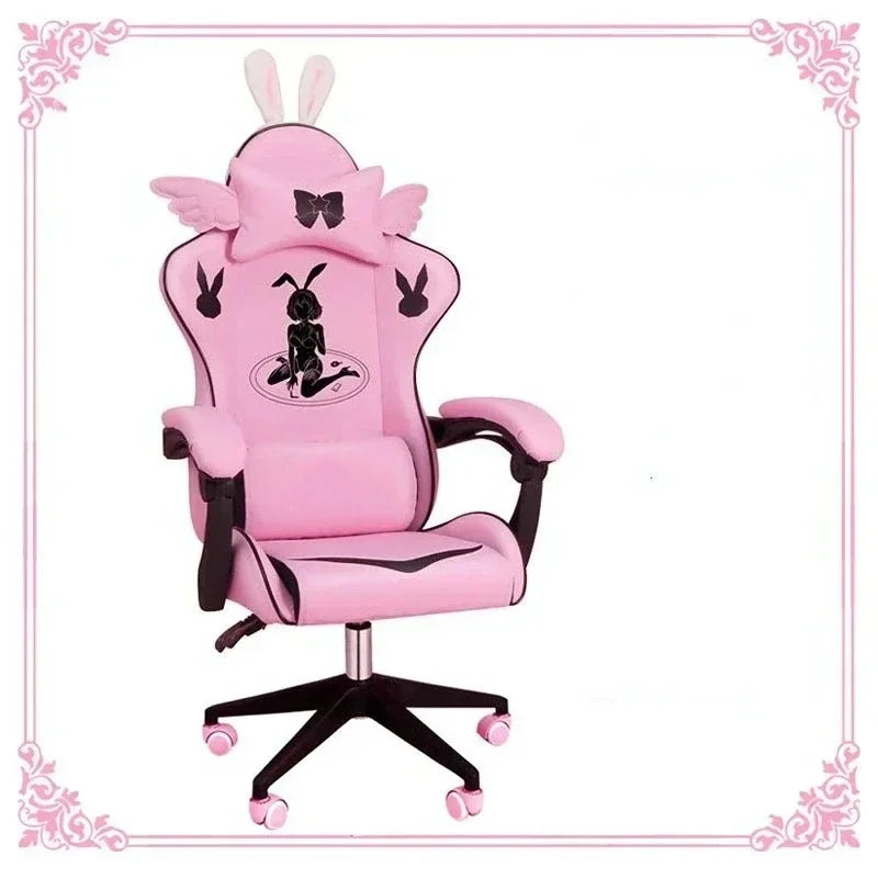 Pink Gaming Chair High-quality Girls Cartoon Home Live Gamer Chair Comfortable Swivel Adjustable Office Computer Furniture