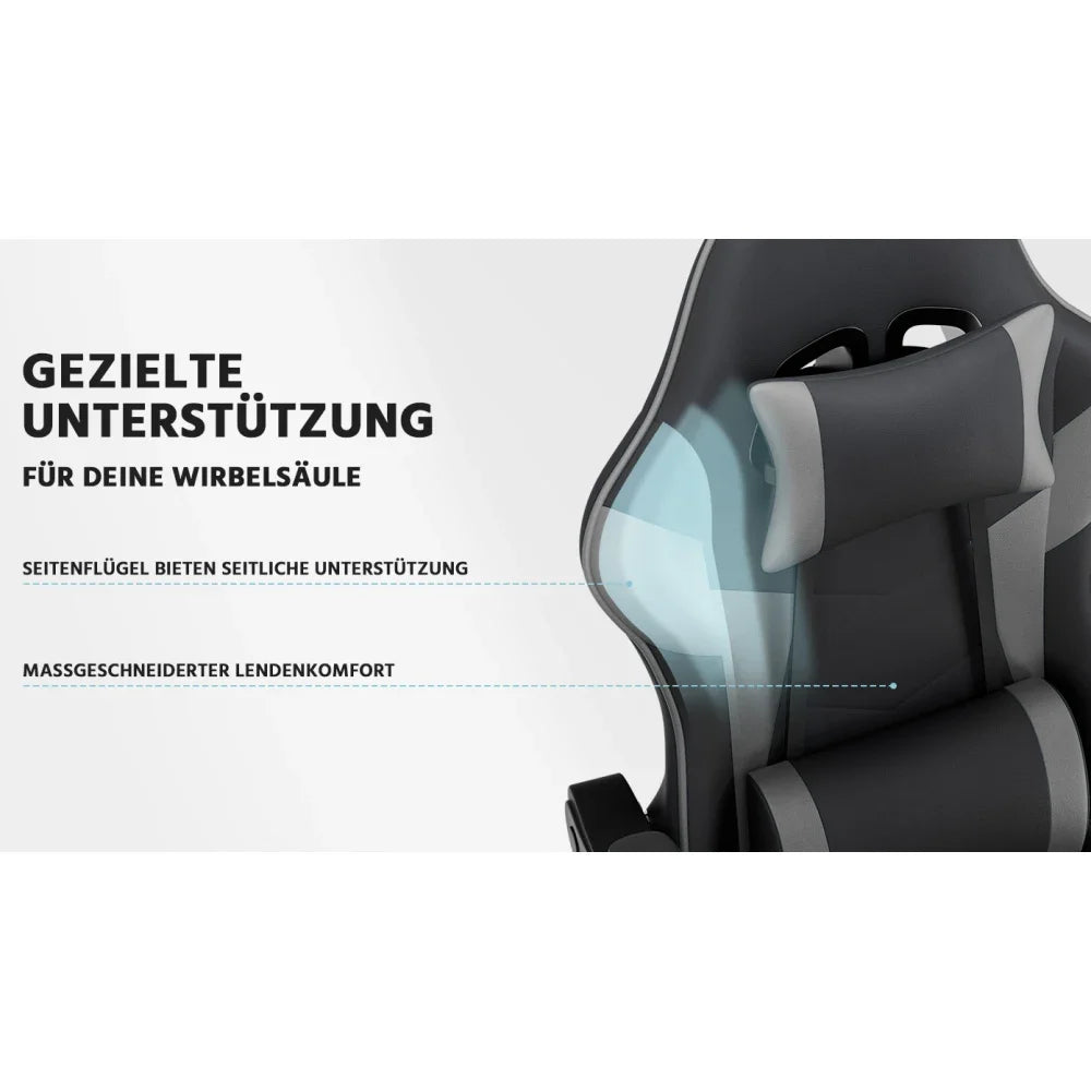 Gaming Chair Ergonomic Gaming Chair with Lumbar Support, Breathable PU Leather Office Chair, Comfortable Computer Chair