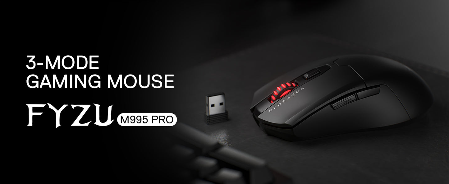 Redragon M995 Pro Wireless Gaming Mouse, 26000 DPI Wired/Wireless Gamer Mouse, BT & 2.4G Wireless
