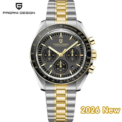 Orologio da uomo PAGANI DESIGN Planetary Series Saturn Light Tan al quarzo, cronografo Speed, vetro zaffiro AR, novità 2026
