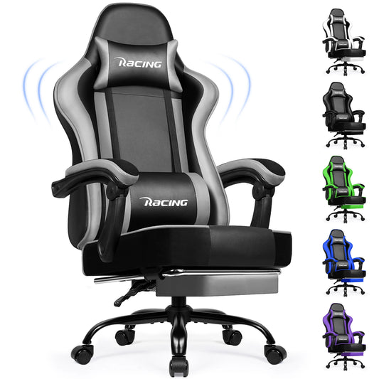 Portreen Gaming Chair with Footrest, Ergonomic Gaming Chair, Gaming Armchair with Adjustable Lumbar Cushion and Headrest, Height-Adjustable Swivel, Rocking Function up to 170°, Gaming Chair for up to 150 kg, Black, Perfect for