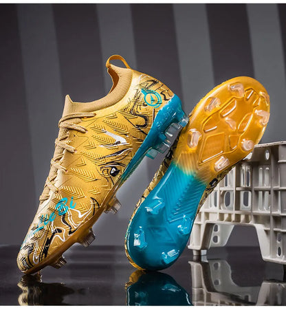 Miesten ammattilaisjalkapallokengät, korkeavartiset jalkapallonappikset FG & TF, tennarit ulkoharjoitteluun ja otteluihin, moniväriset, kulutusta kestävät