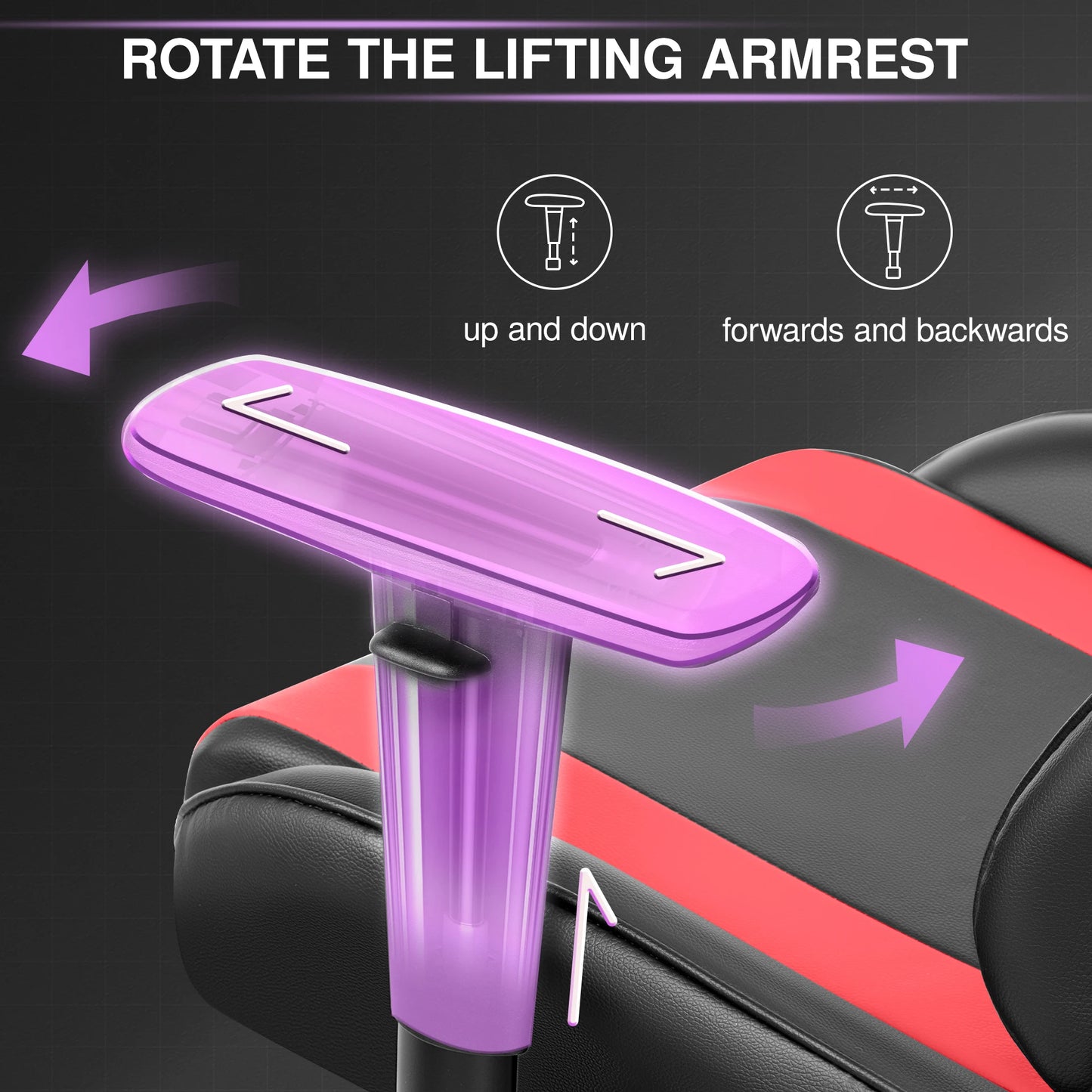 Gaming Chair, Ergonomic, PU Leather, Adjustable Armrests, Waterproof, Max 150kg, Black/Red