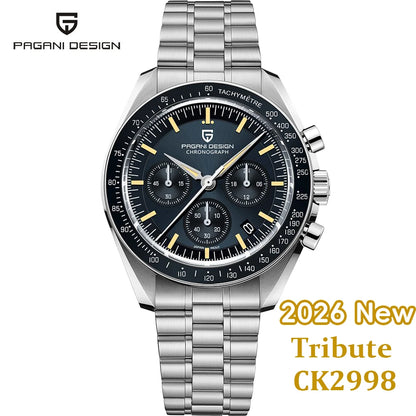Orologio da uomo PAGANI DESIGN Planetary Series Saturn Light Tan al quarzo, cronografo Speed, vetro zaffiro AR, novità 2026