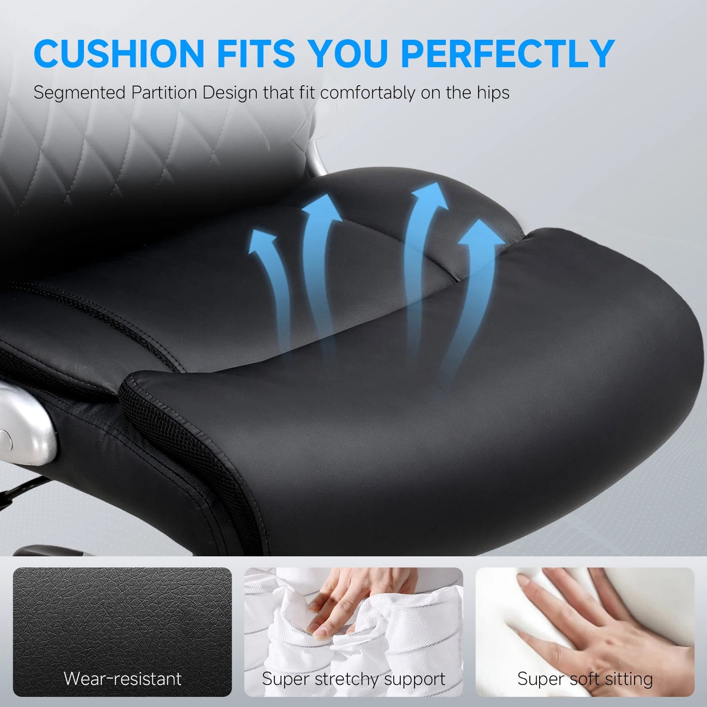 COMHOMA office chair Ergonomic desk chair with folding armrests with high backrest, scratch resistant leather