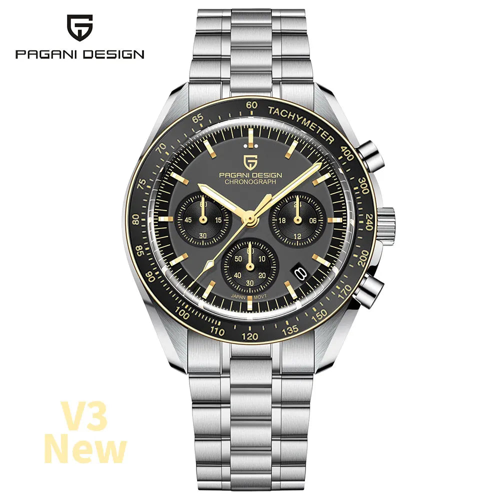 Orologio da uomo PAGANI DESIGN Planetary Series Saturn Light Tan al quarzo, cronografo Speed, vetro zaffiro AR, novità 2026
