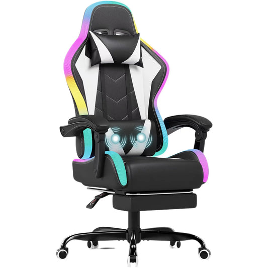 HOMALL LED Gaming Chair Multiple Light Effects Ergonomic with Footrest, Headrest and Lumbar Support Desk Chair