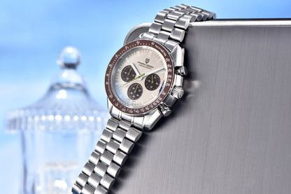 Orologio da uomo PAGANI DESIGN Planetary Series Saturn Light Tan al quarzo, cronografo Speed, vetro zaffiro AR, novità 2026