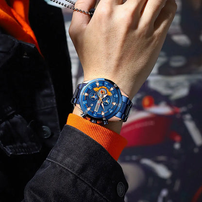 Reloj para hombre CURREN: cronógrafo deportivo de lujo, movimiento de cuarzo, totalmente de acero, resistente al agua