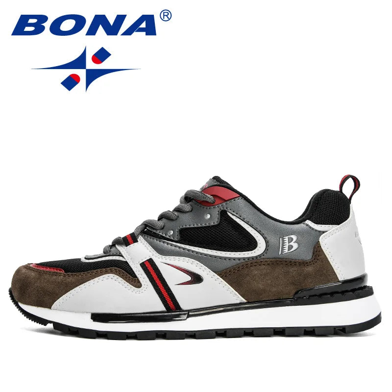 BONA New Designer Action Leather Sport Shoes Men's Sneakers Running Shoes Men's Tennis Walking Footwear Trendy Fitness