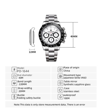 2026 New PAGANI DESIGN Chronograph Luxury Quartz Wrist Watch For Men Automatic Date 100M Waterproof JAPAN VK63 Movt Reloj Hombre