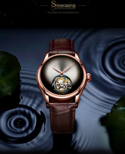 AESOP Flying Tourbillon Skeleton Watch For Men Mekanisk vattentät herrklocka Lyxigt urverk Rostfritt stål