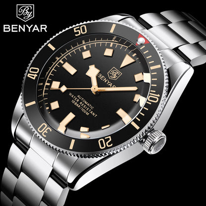 BENYAR Men's Watches Mechanical Automatic Watch BB58 Sport Watch For Men 2026 Stainless Steel Waterproof Business Luminous Clock