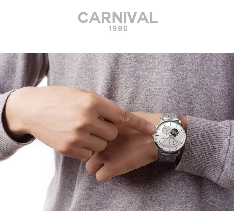 Carnival Men’s Mechanical Watch – Luxury automatic wristwatch with sapphire crystal