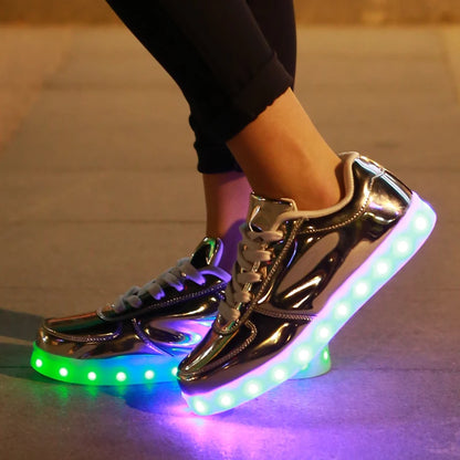 Men's Shoes Glowing Light LED Women Spring Fashion Casual Sport Lamp Party Golden Silver Boots Luminous Dancing Flats Sneakers