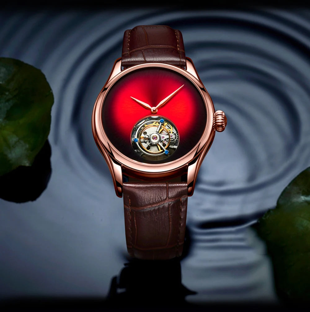 AESOP Flying Tourbillon Skeleton Watch For Men Mekanisk vattentät herrklocka Lyxigt urverk Rostfritt stål