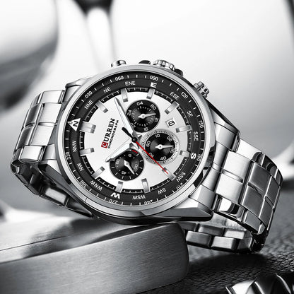 CURREN-miestenkello – Suosittu huippubrändin trendikello, ylellinen malli, vesitiivis, teräksinen, urheilullinen tyyli, kvartsikronografi