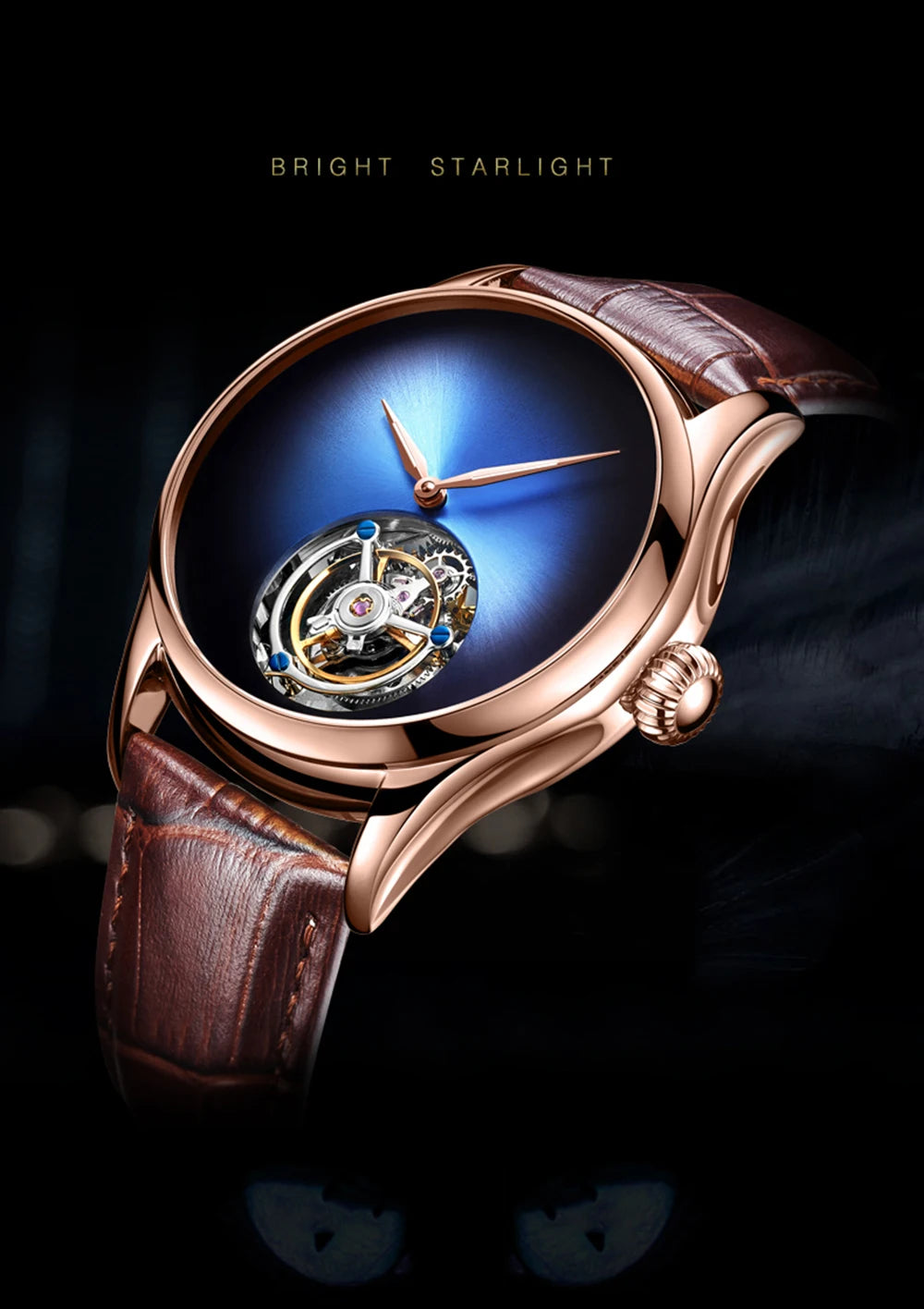 AESOP Flying Tourbillon Skeleton Watch For Men Mekanisk vattentät herrklocka Lyxigt urverk Rostfritt stål