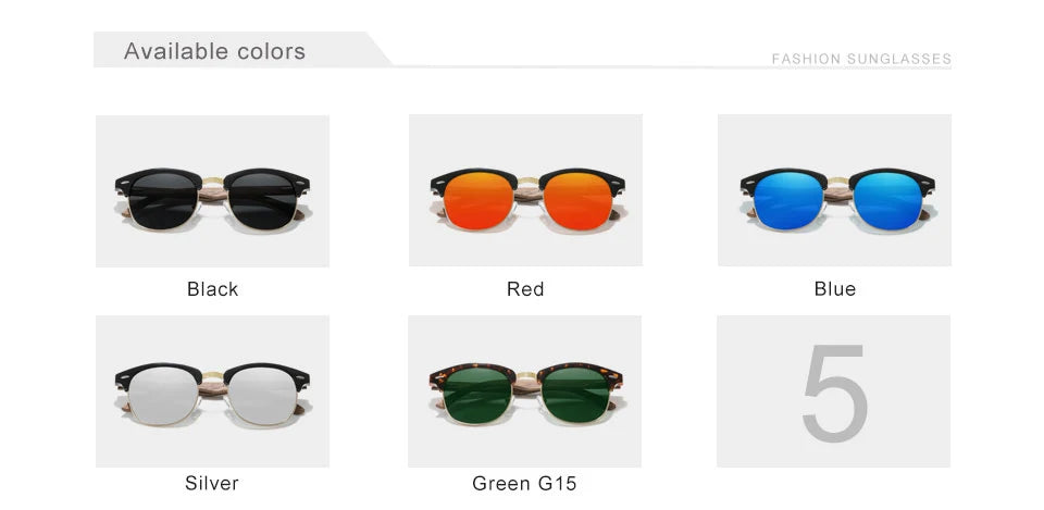 KINGSEVEN New Walnut Wooden Sunglasses For Men Polarized Semi-Rimless Glasses UV400 Eye Protection Retro Eyewear Women Accessory