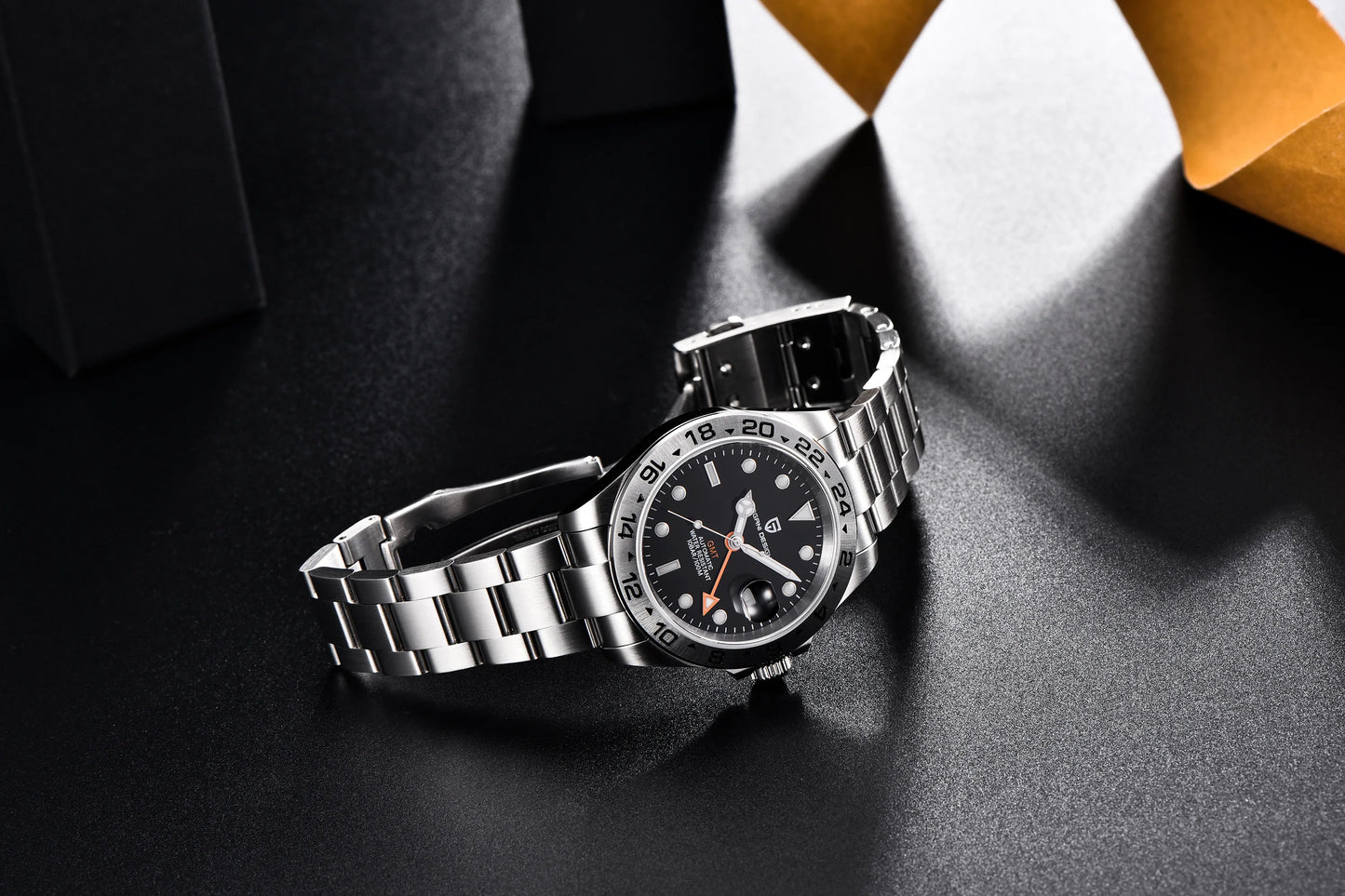 Pagani Design PD1682 Men’s GMT Watch 42mm Automatic Mechanical DG5833 Sapphire Crystal Stainless Steel Waterproof Black Vintage