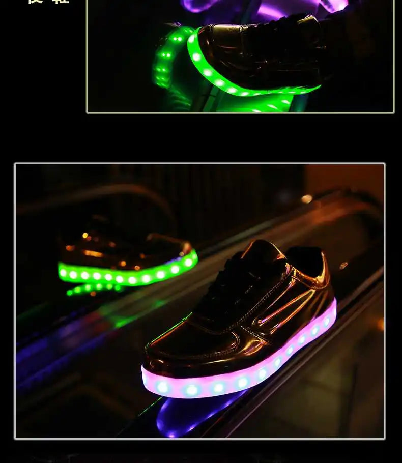 Men's Shoes Glowing Light LED Women Spring Fashion Casual Sport Lamp Party Golden Silver Boots Luminous Dancing Flats Sneakers