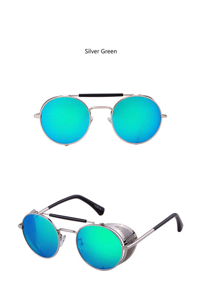 New Steampunk Retro Round Metal Sunglasses Men Women Brand Designer Glasses Metal Shields Shades Oculos De Sol UV400 Eyewear