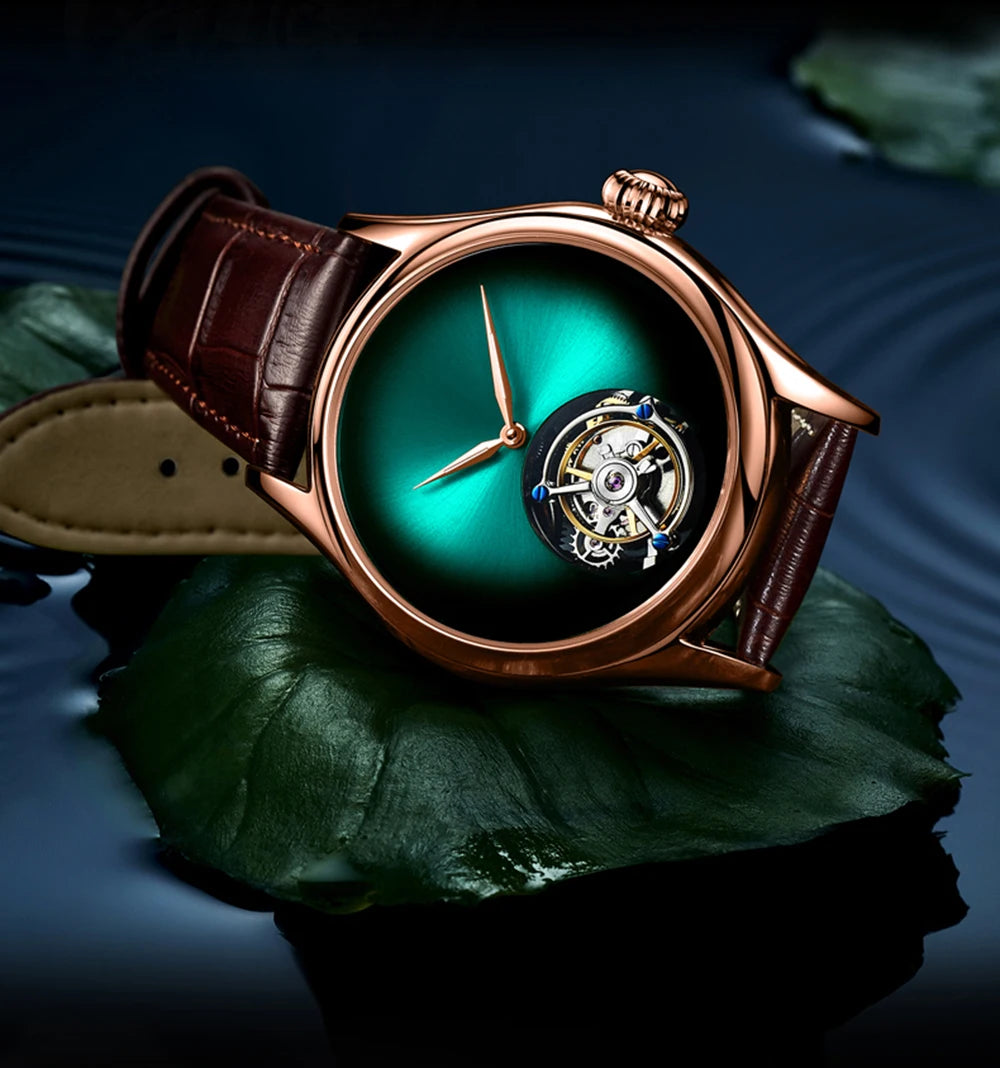 AESOP Flying Tourbillon Skeleton Watch For Men Mekanisk vattentät herrklocka Lyxigt urverk Rostfritt stål