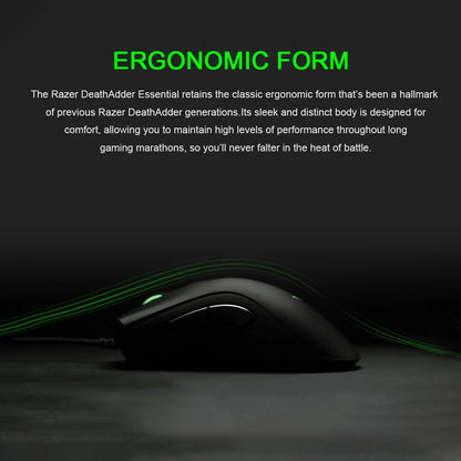 Original Razer DeathAdder Essential Wired Gaming Mouse 6400DPI Optical Sensor 5 Independently Programmable Buttons For Laptop PC Gamer